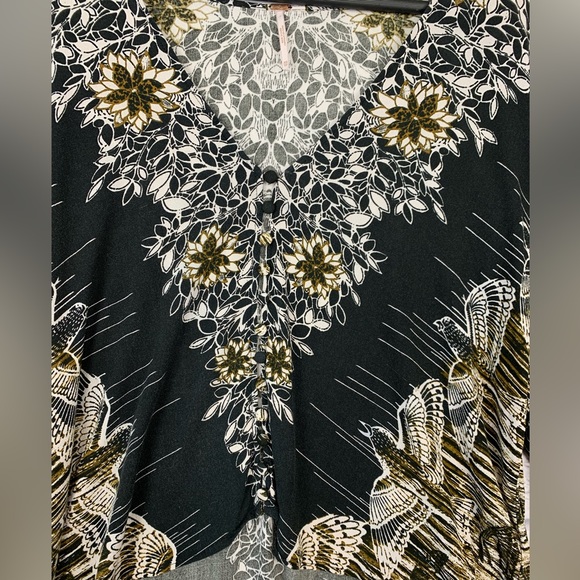FP Free People Birds Of A Feather Combo Balloon Sleeve Button Front Top XS - Picture 4 of 13